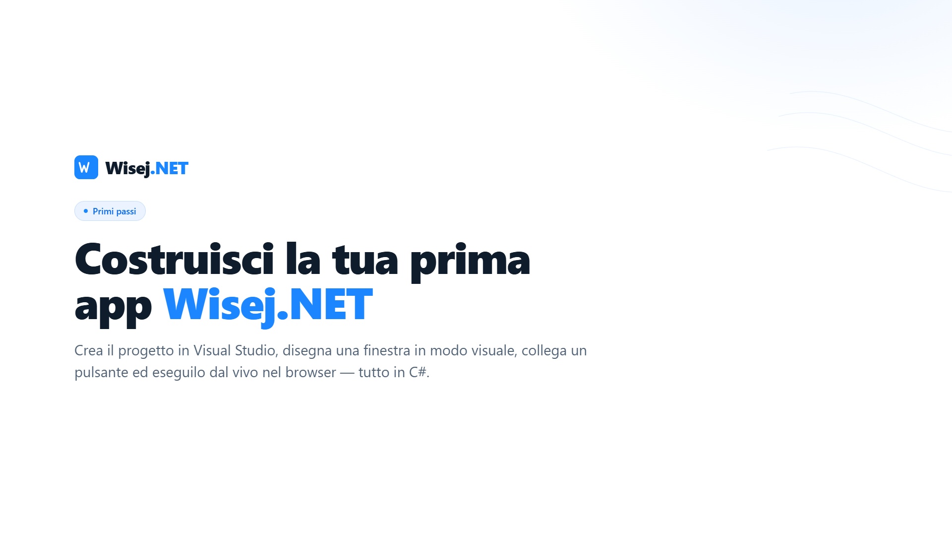 Costruisci la tua prima app Wisej.NET